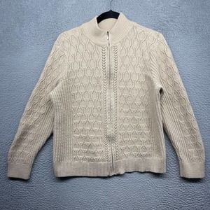 Charter Club Womens Jacket Beige Geometric Knit Full Zip Long Sleeve Size XL